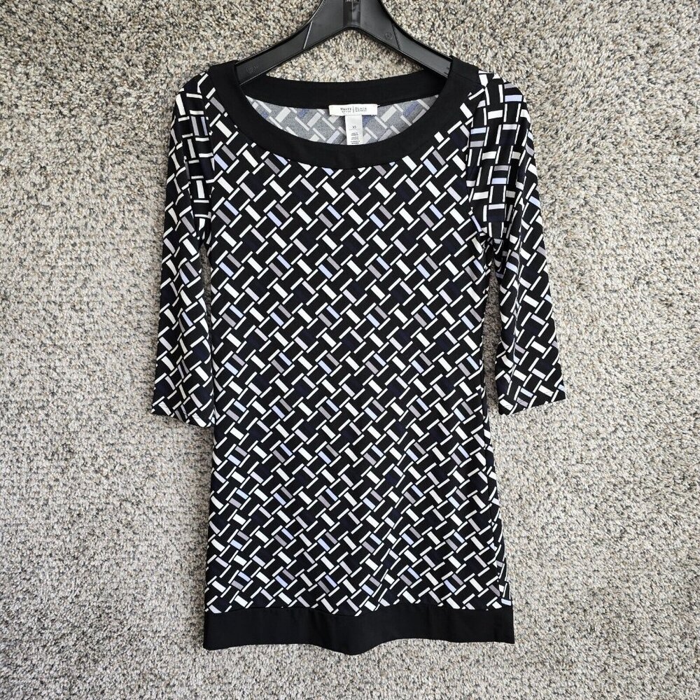 White House Black Market‎ Dress Womens XS Blue Geometric Print Mini Shift Ladies